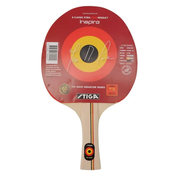 Ракетка для н/т Stiga JMS Inspire, 1890-01, для начин., накладка 1,5 мм ITTF, конич. ручка