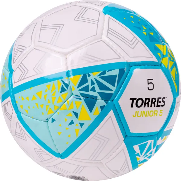 Мяч футб. TORRES Junior-5, F323805, р.5,глянц.ПУ,4 сл,32 п, руч.сш,бел-бирюзовый за 2&nbsp;070.60 ₽ в Петрозаводске