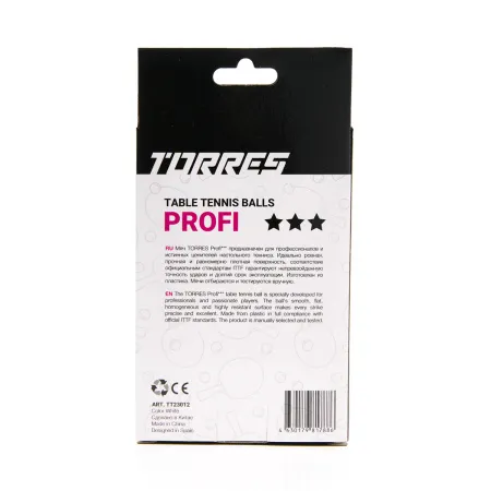 Мяч для наст. тенниса TORRES Profi 3*, TT23012, диам. 40+мм, упак. 6 шт, белый за 338.30 ₽ купить в Петрозаводске