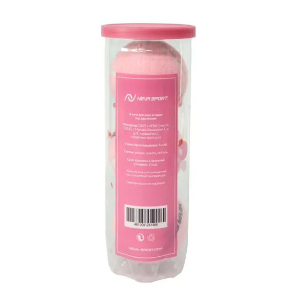 Мяч для падела NS Sakura, UAA2, уп.3 шт, сукно, нат.резина, розовый за 824.50 ₽ в Петрозаводске