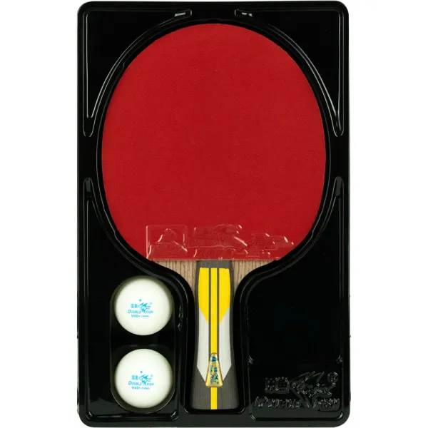 Ракетка для н/т DOUBLE FISH 6A+C, для подвин.,ITTF Appr.,накл. 2,1 мм, конич. ручка+ 2 мяча V40+мм за 3&nbsp;442.50 ₽ в Петрозаводске